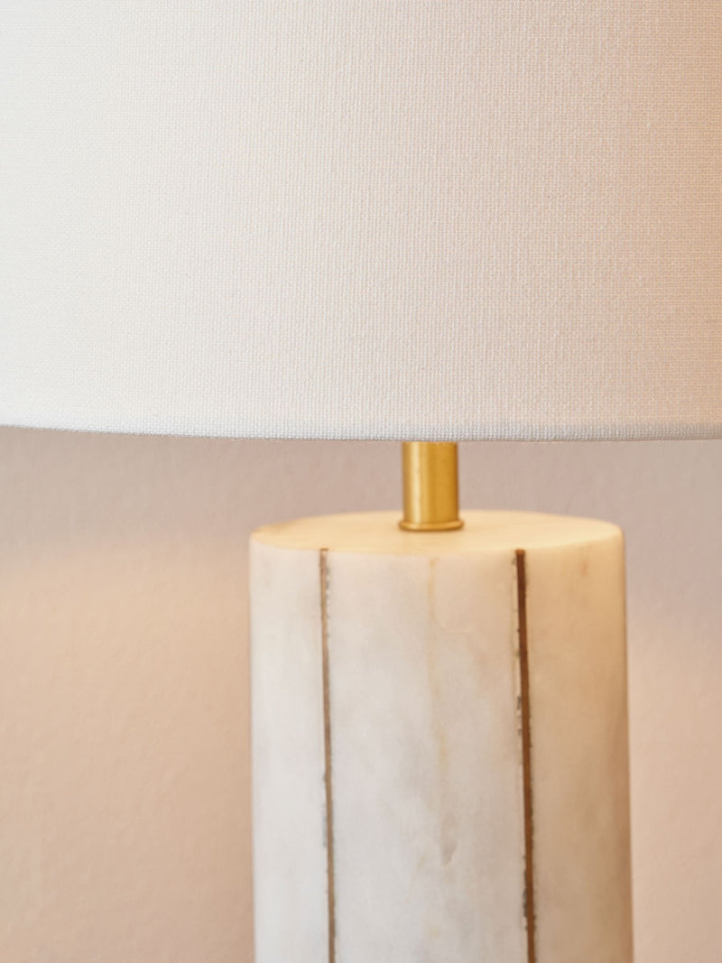 Pacific Gold Venetia marble and brass tall table lamp, imported from the UK