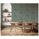 Esselle Home Hill Top Garden wallpaper slate blue botanical design, UK version