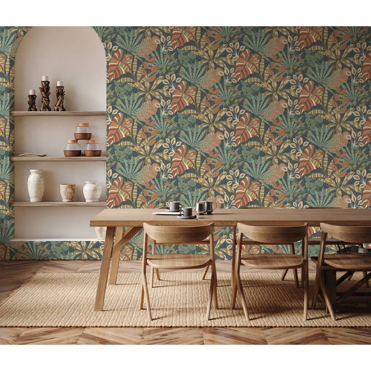 Esselle Home Kirra Leaf Navy wallpaper 50cm x 10m (British brand)