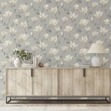 Arthouse Lily Floral Natural wallpaper roll 53cm x 10.05m, imported from the UK