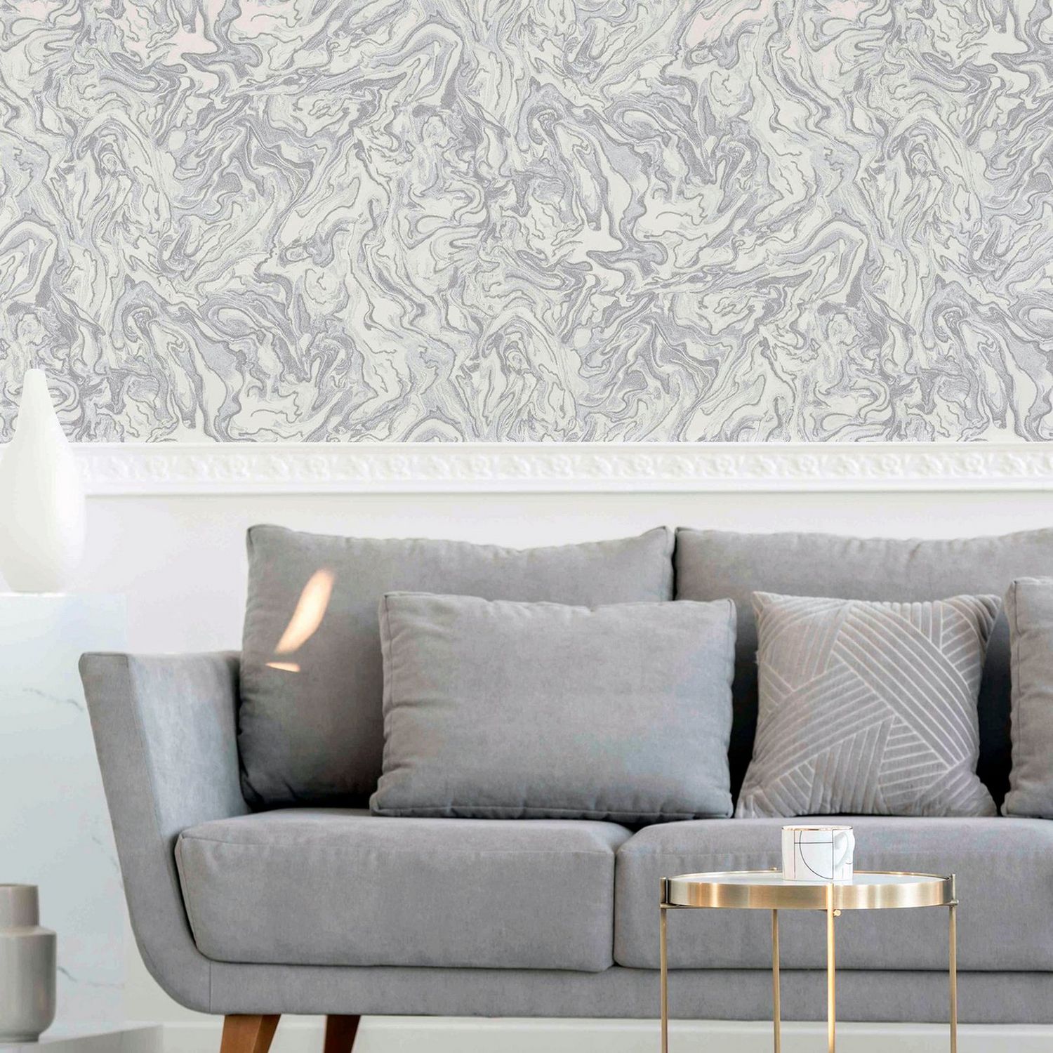 Arthouse Liquid Marble Grey wallpaper roll 10.05m, UK version