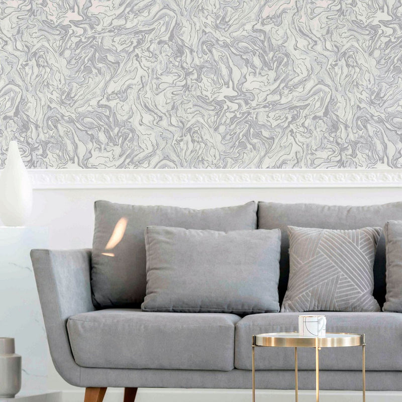 Arthouse Liquid Marble Grey wallpaper roll 10.05m, UK version