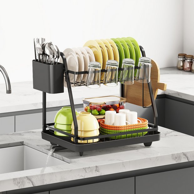 Argos Home 2-tier dish drainer black, imported from the UK