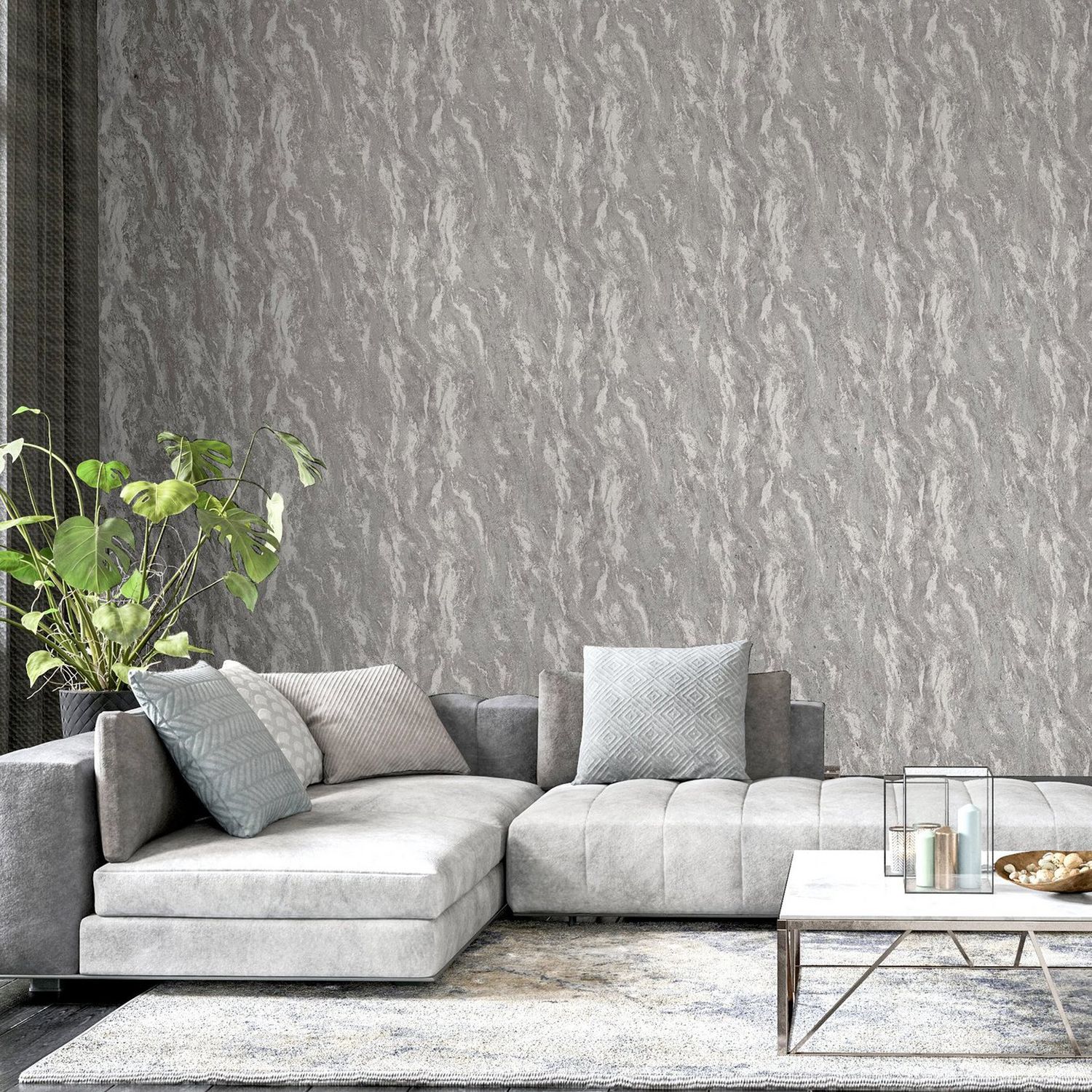 Arthouse Luxe Texture Grey wallpaper 53cm roll (British brand)