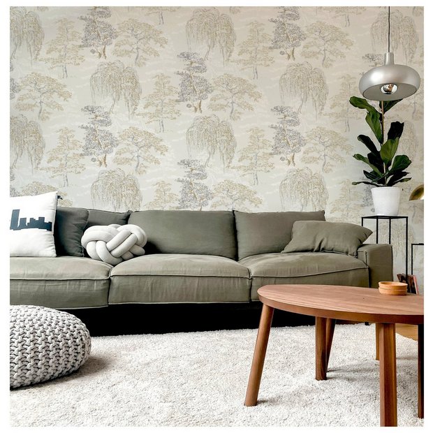 Arthouse Oriental Garden Natural wallpaper, imported from the UK