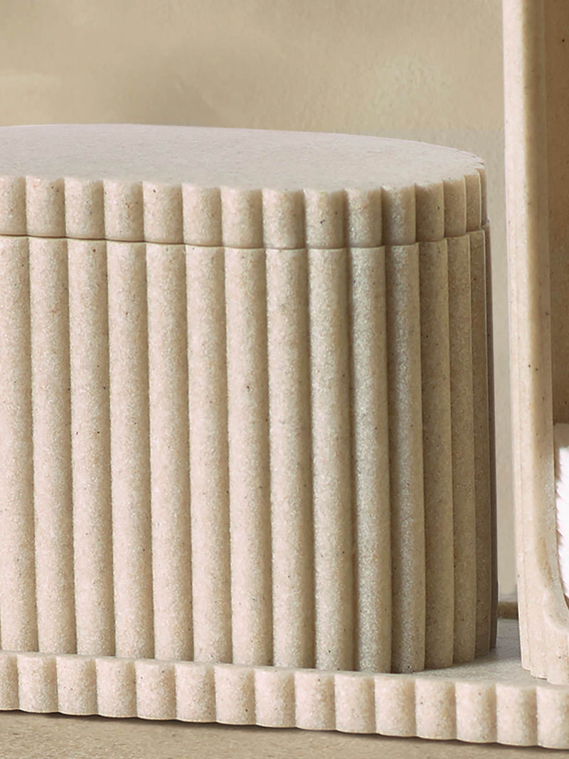 Natural ribbed storage set for dressing table, imported from the UK
