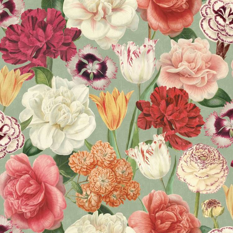 RHS blooming bouquet sage wallpaper roll - British product