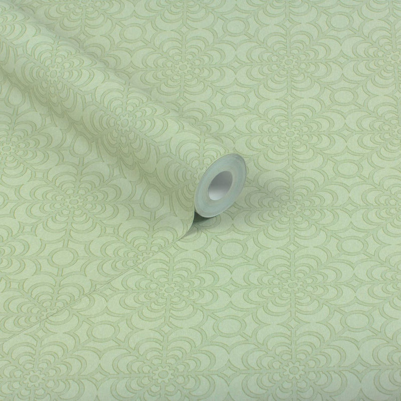 RHS Dandy Floral Sage wallpaper roll, imported from the UK
