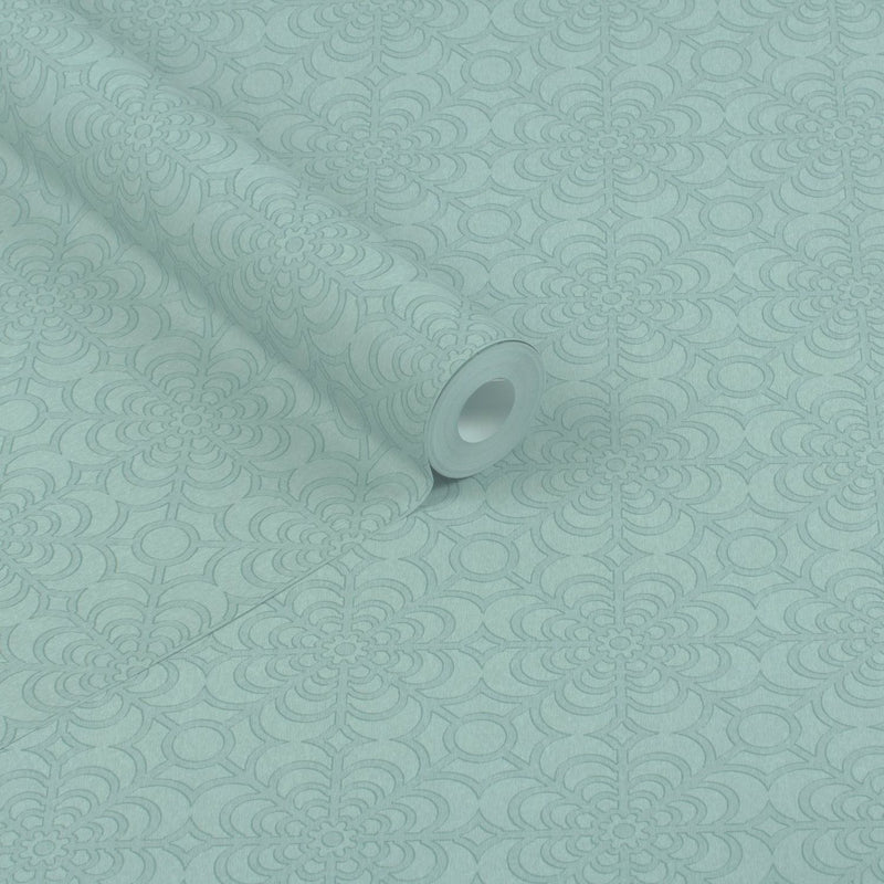 RHS Dandy Floral soft blue wallpaper roll - British product