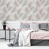 Arthouse feather blush pink wallpaper 10m roll (British brand)