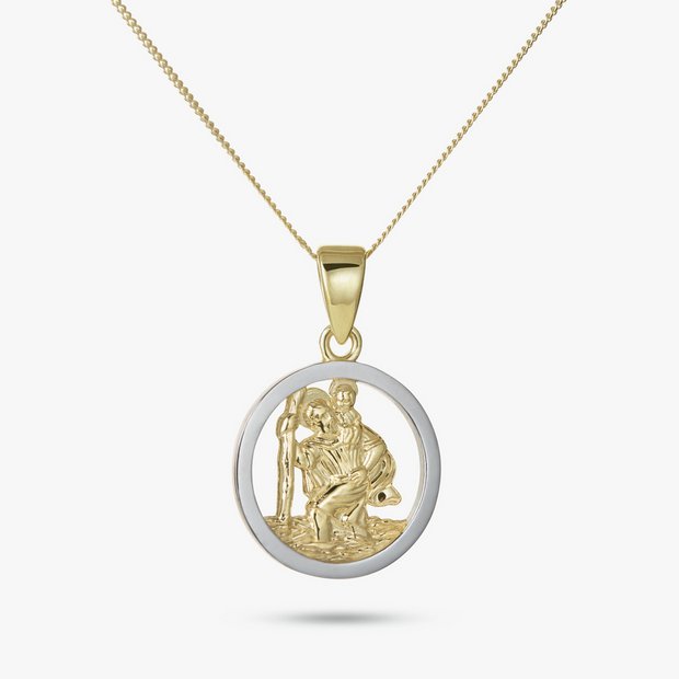 Revere two-tone St. Christopher pendant necklace 45.7cm (British brand)
