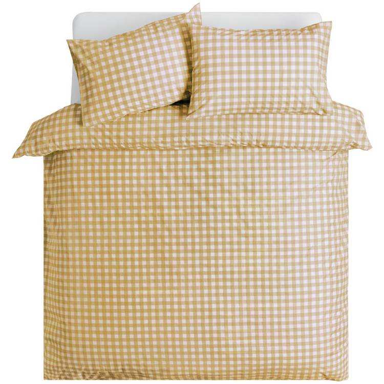 Argos Home gingham bedding set yellow single, imported from the UK
