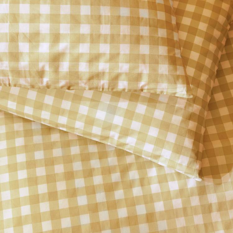 Argos Home gingham bedding set yellow single, imported from the UK