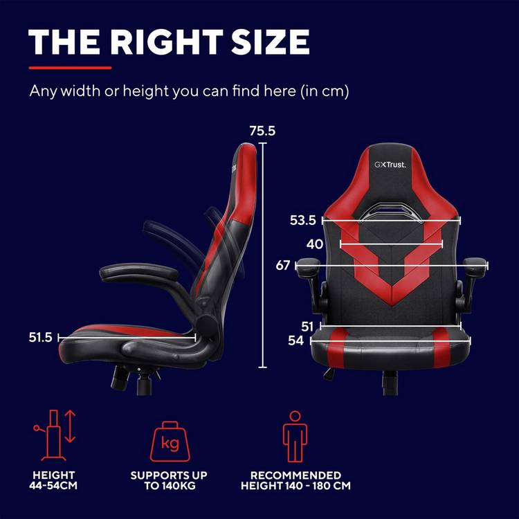 GXTrust GXT703 Riye gaming chair in red, imported from the UK