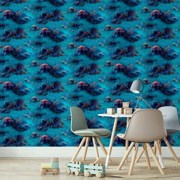 Arthouse Under the Sea blue wallpaper for children (British brand)