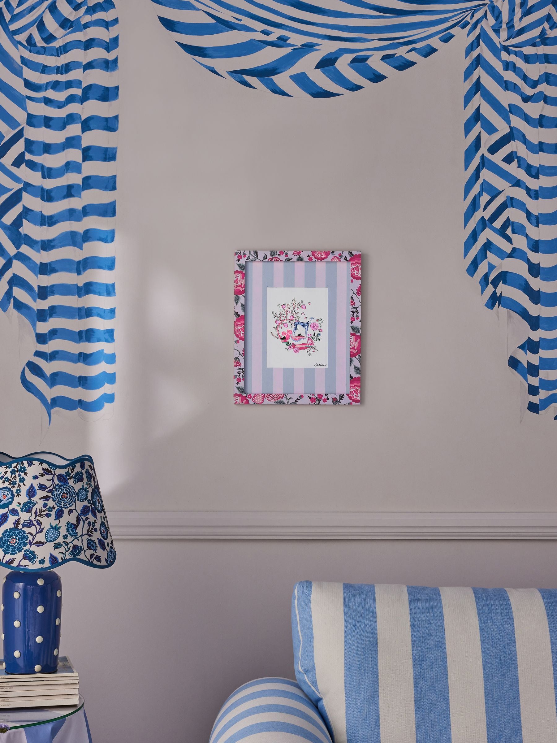 Cath Kidston blue pink floral wall art 33x40cm - British product