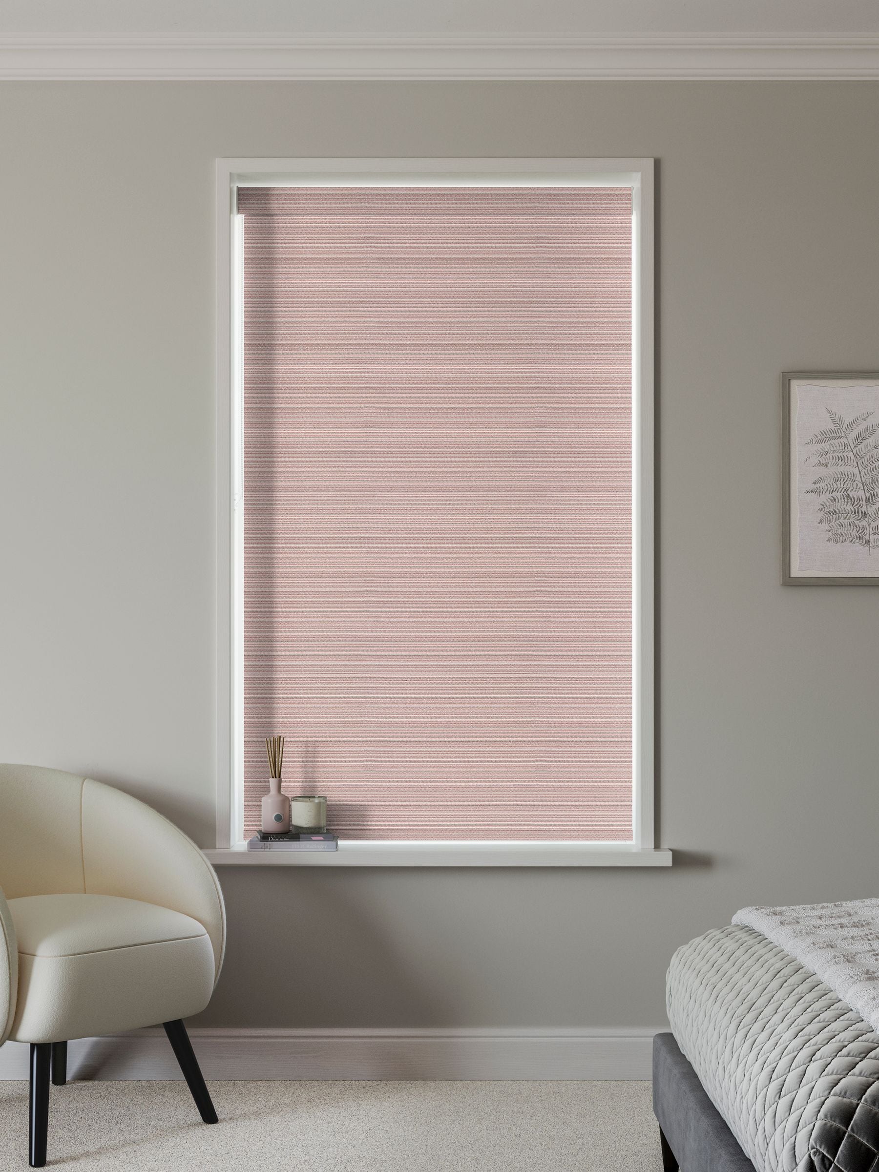 Next made to measure roller blind in Ruby Red - British product