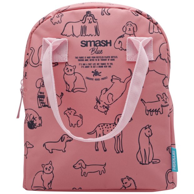 Smash Cat Dog Coral lunch bag H26cm - British product