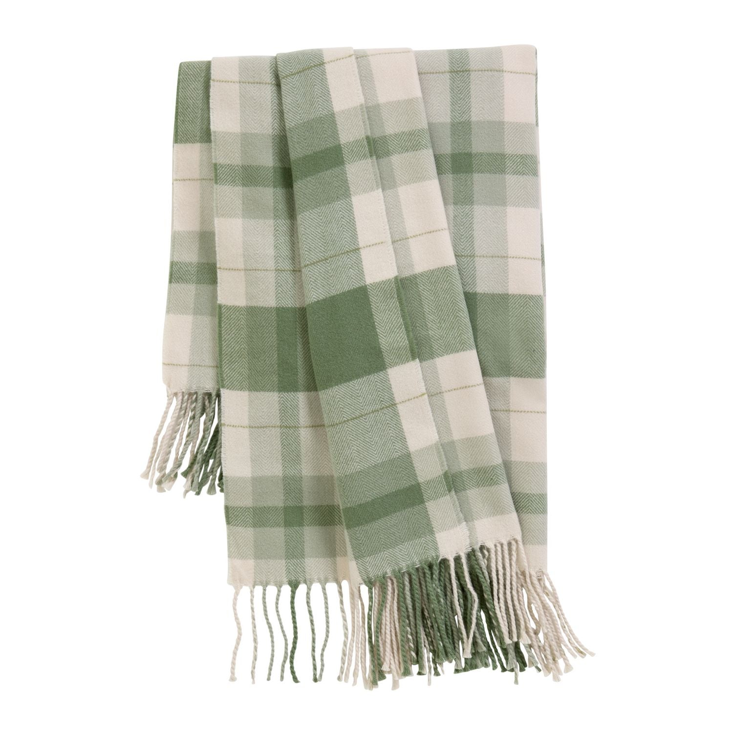 Argos Home green woven check throw 125x150cm - British product