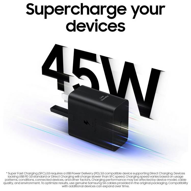 Samsung 45W Super Fast Charger black - British product