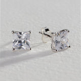 Revere sterling silver square cubic zirconia stud earrings (British brand)