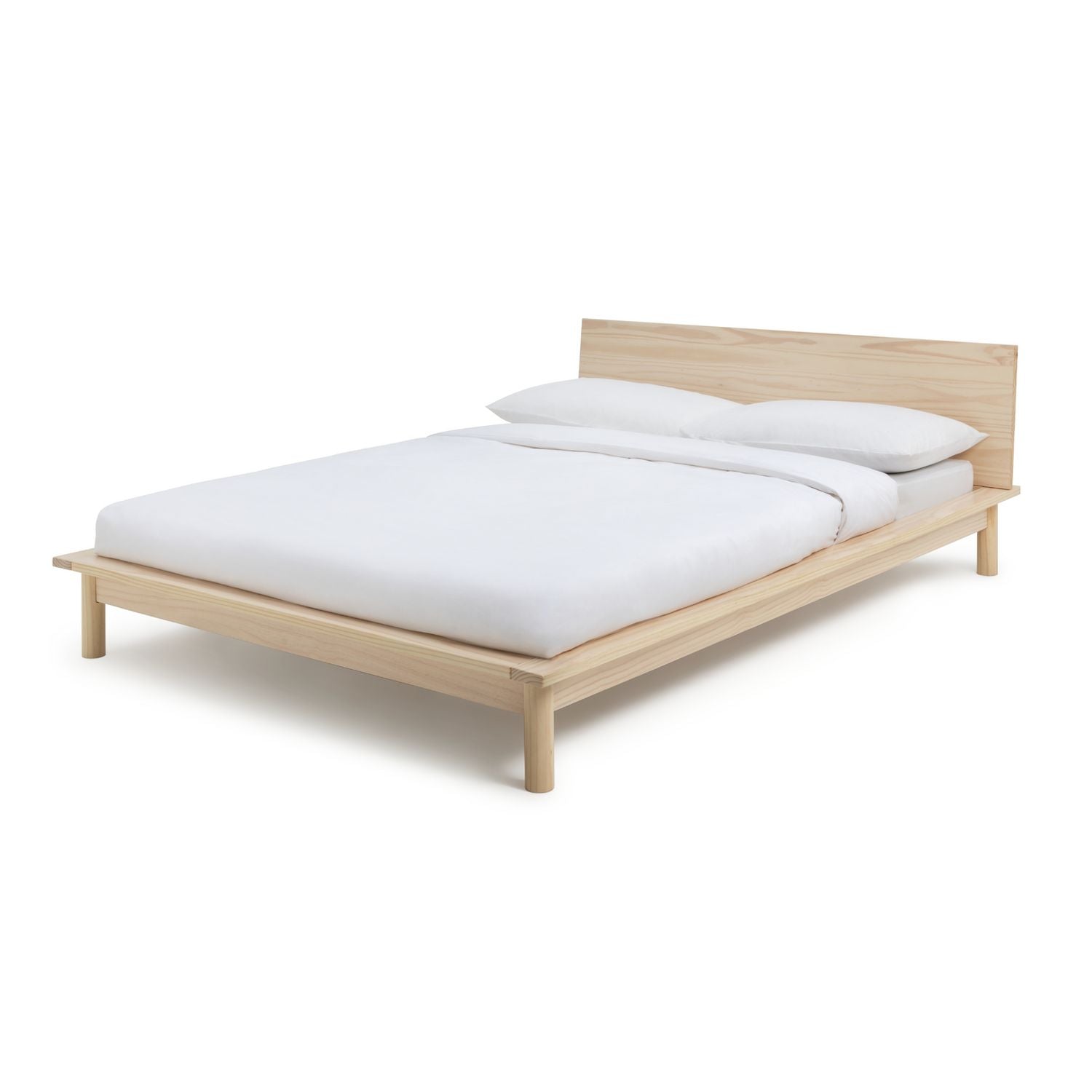 Habitat Akio Small Double Wooden Platform Bed Frame- Natural