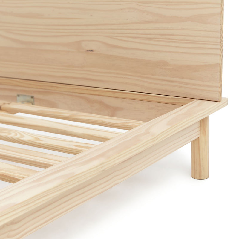 Habitat Akio Small Double Wooden Platform Bed Frame- Natural