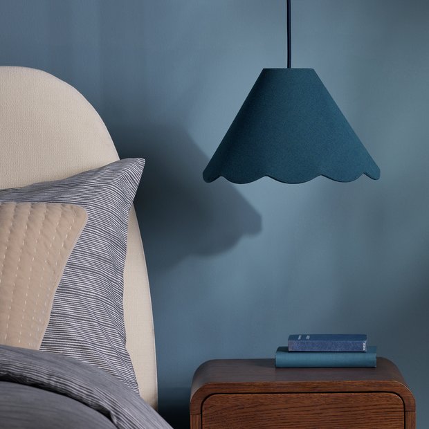 Habitat scallop edge blue lampshade 32cm, imported from the UK
