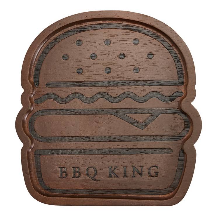 Home Barbeque King burger board rubberwood, UK version