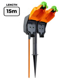 Masterplug garden spike 2 socket 15m cable (British brand)