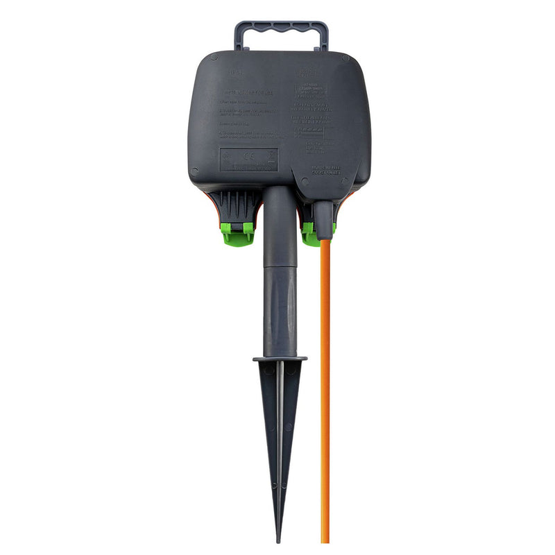 Masterplug garden spike 2 socket 15m cable (British brand)