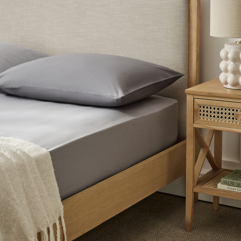 Habitat Polycotton Extra Deep Grey Fitted Sheet - King size