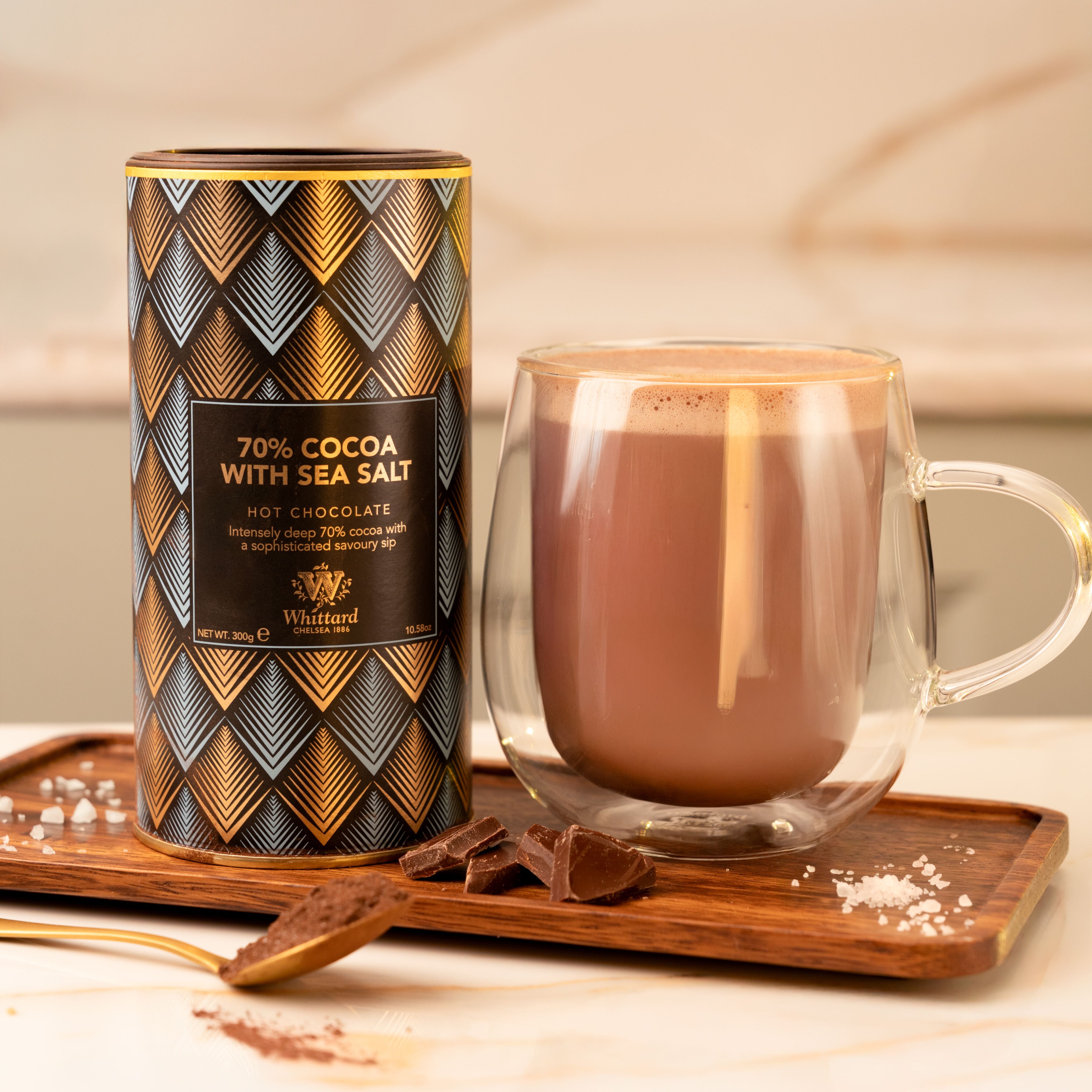 Whittard 70% cocoa sea salt hot chocolate 300g - British product