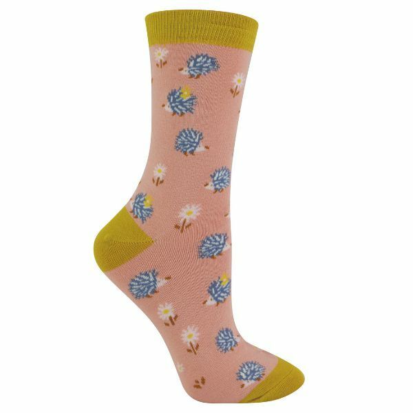 Miss Sparrow Ladies Animal Design Bamboo Socks 4-7 UK GOODS Superdrug Hedgehog (Dusky Pink)  