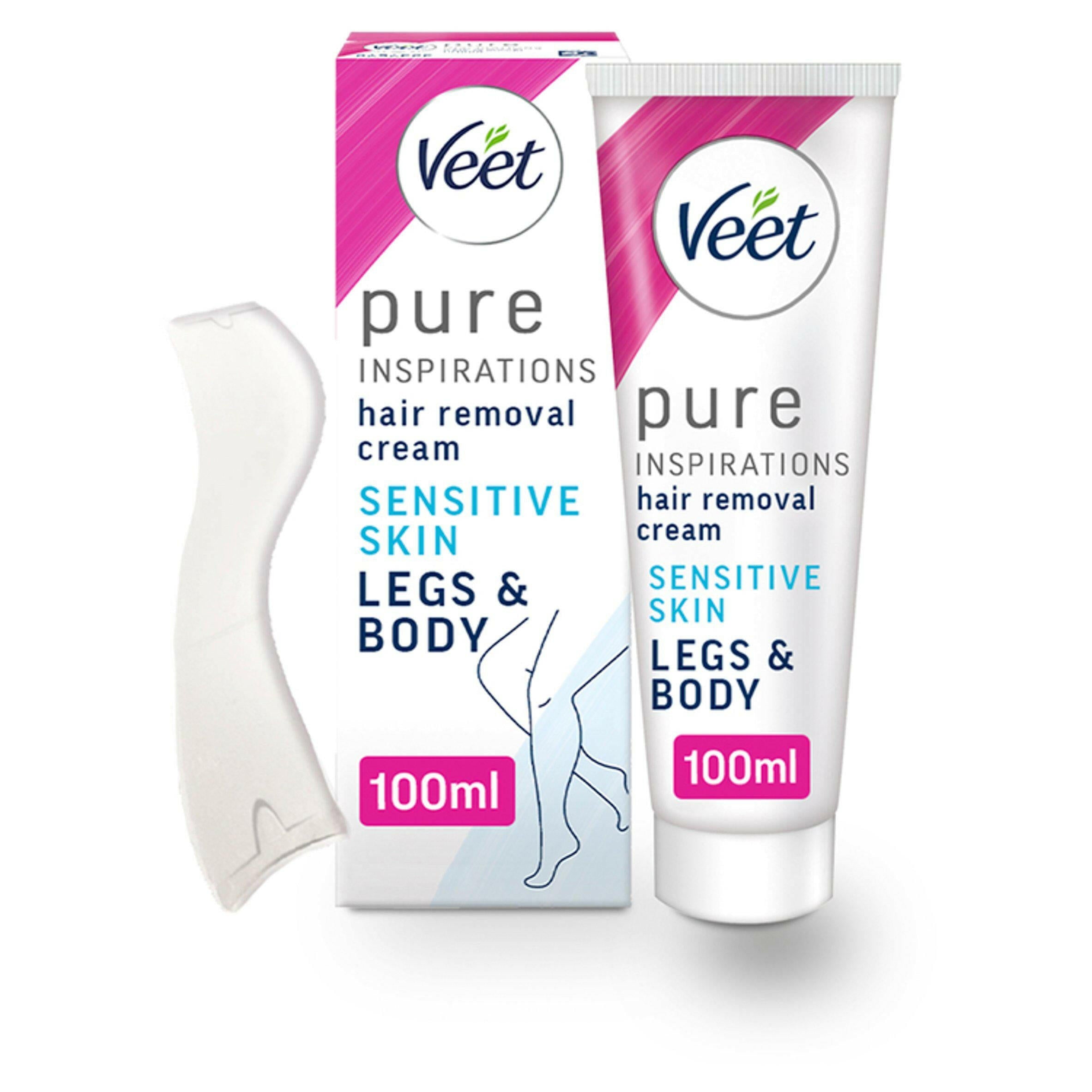 Veet Pure Hair Removal Cream Body & Legs for Sensitive Skin 100ml hair removal creams & waxes Sainsburys   