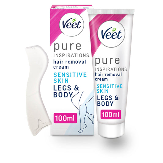 Veet Pure Hair Removal Cream Body & Legs for Sensitive Skin 100ml hair removal creams & waxes Sainsburys   