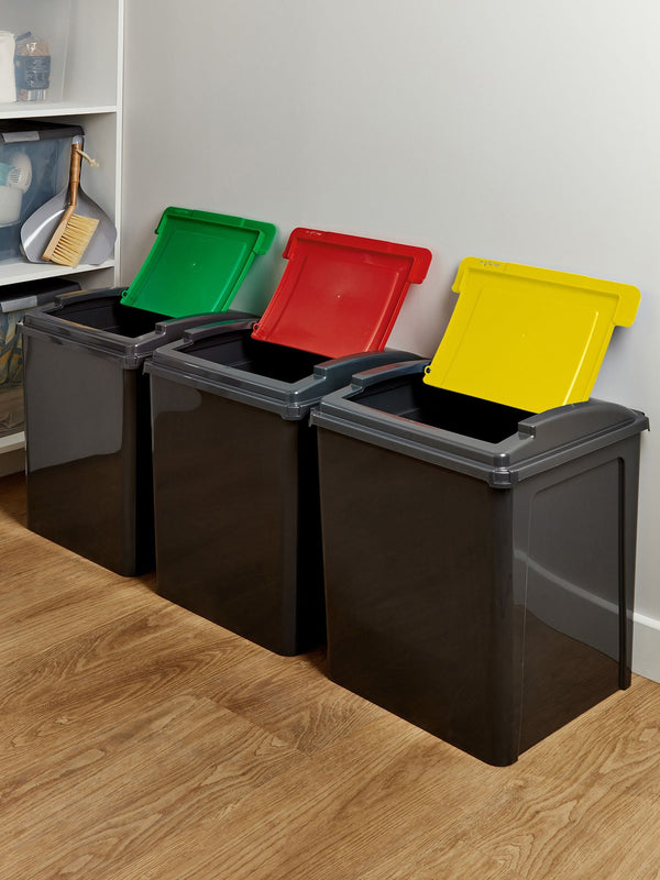 Wham 3 Piece Grey 50L Plastic Recycle Bin
