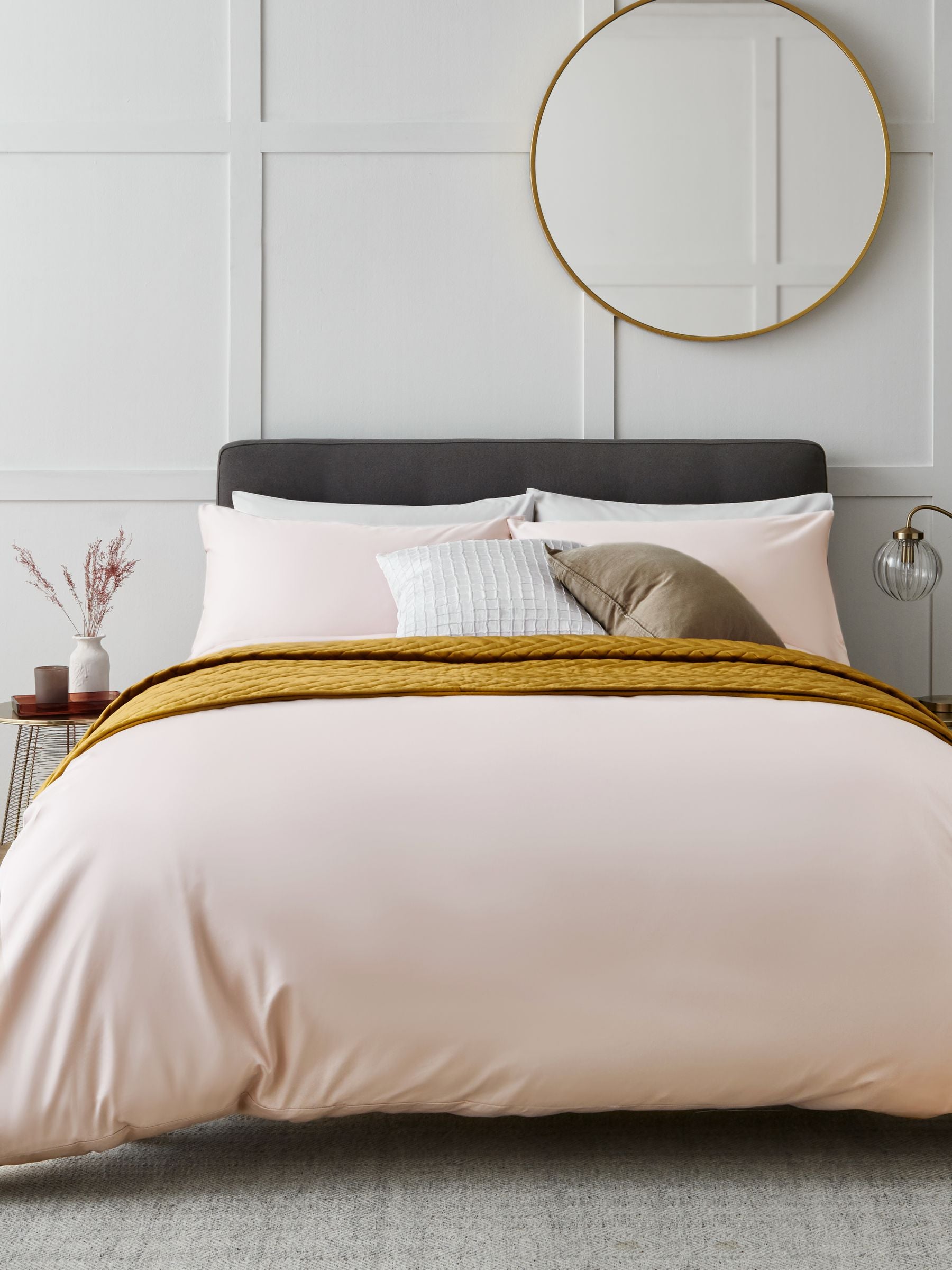 Blush pink Egyptian cotton sateen duvet cover and pillowcase set - British product