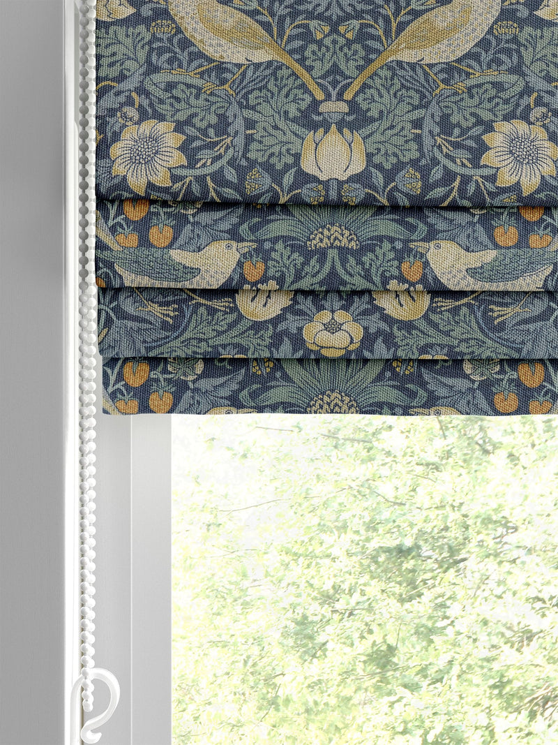 William Morris roman blinds Blue Strawberry Thief pattern, UK version