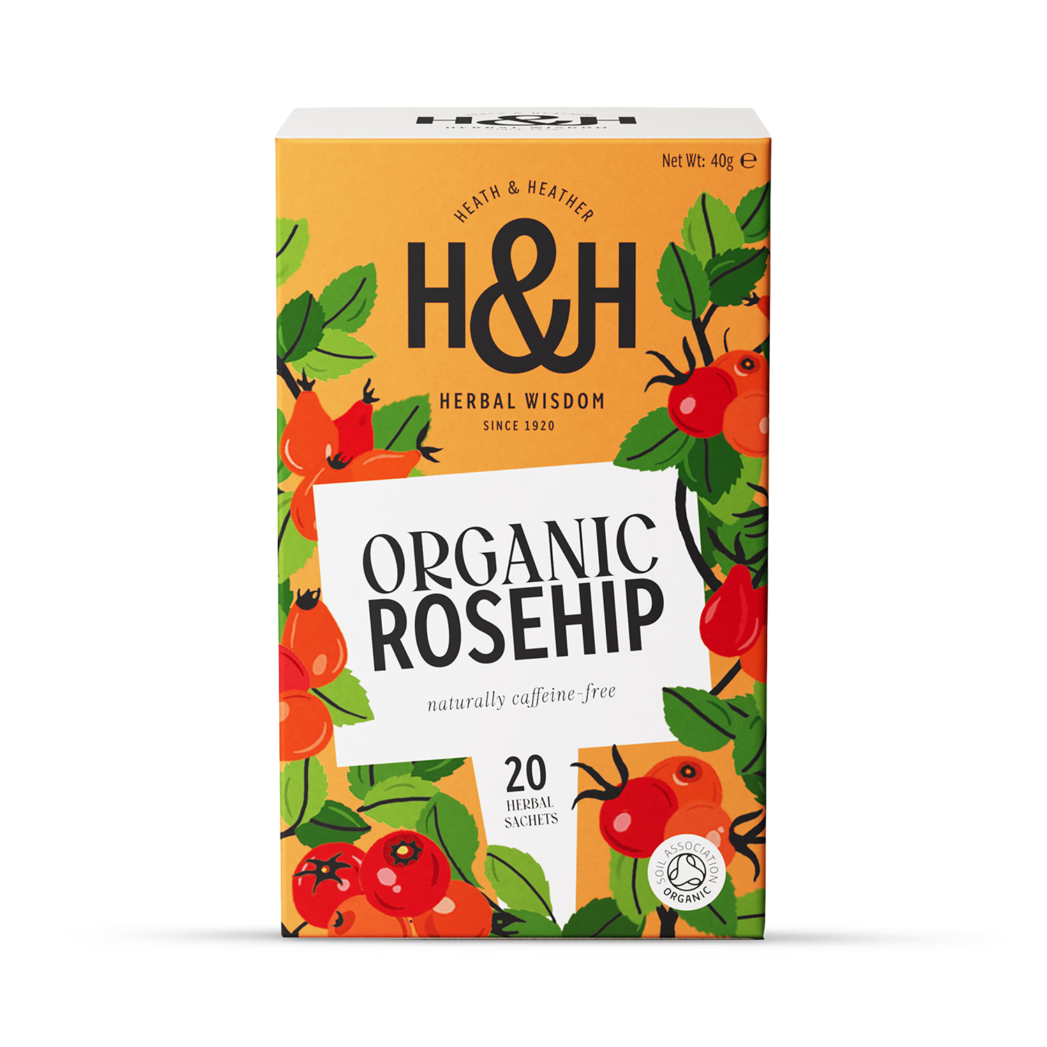 Heath & Heather organic rosehip tea 20 tea bags, UK version