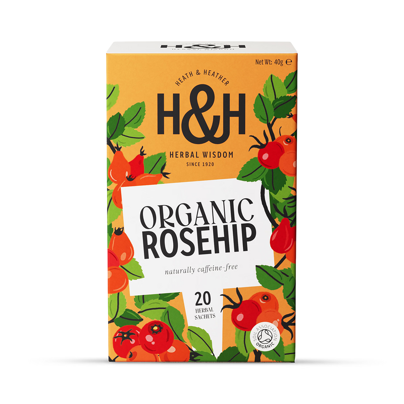 Heath & Heather organic rosehip tea 20 tea bags, UK version