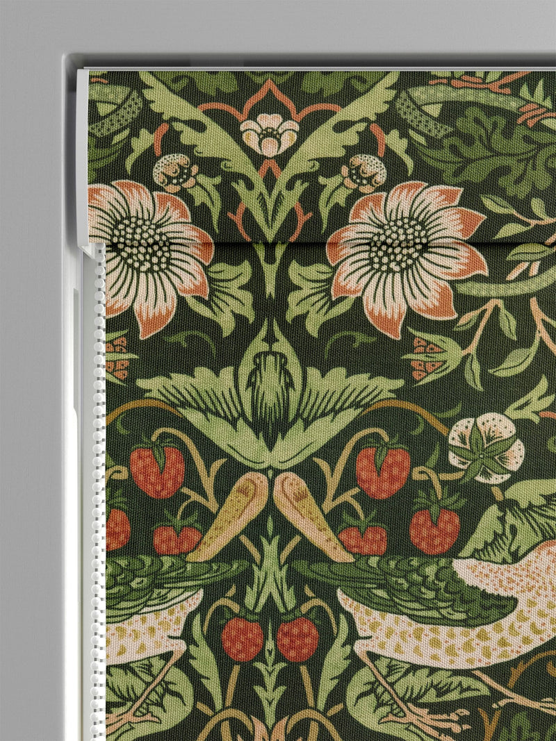 William Morris roman blind Strawberry Thief velvet, imported from the UK