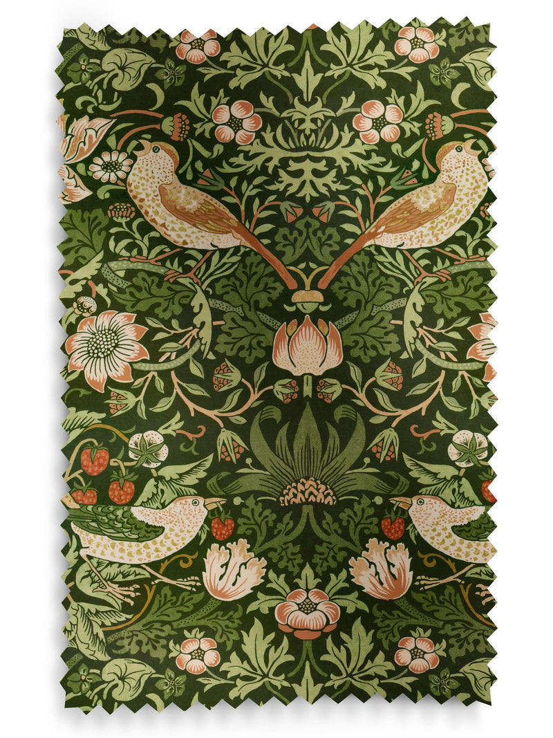 William Morris roman blind Strawberry Thief velvet, imported from the UK