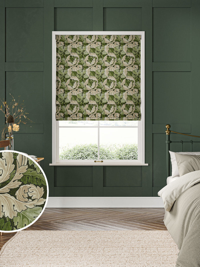 William Morris Green Acanthus made to measure Roman blinds, UK version