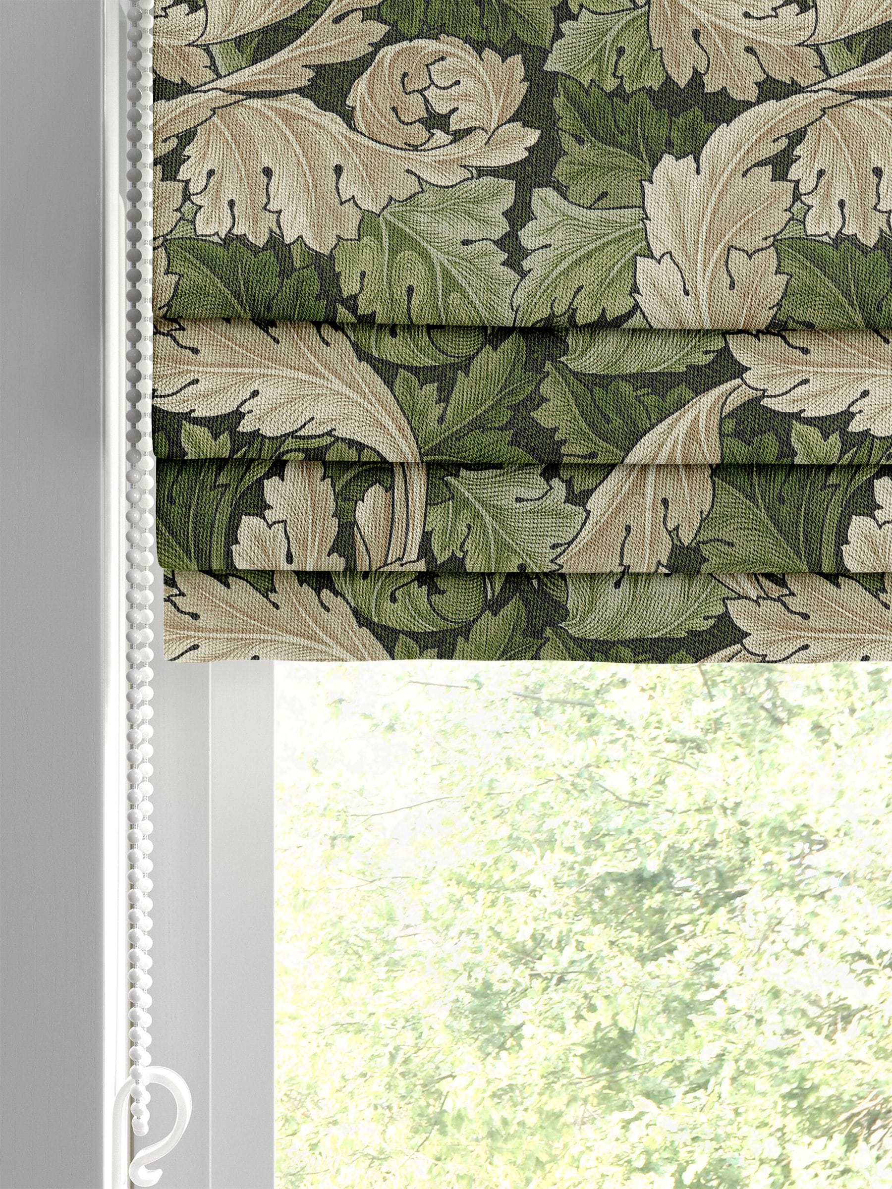 William Morris Green Acanthus made to measure Roman blinds, UK version