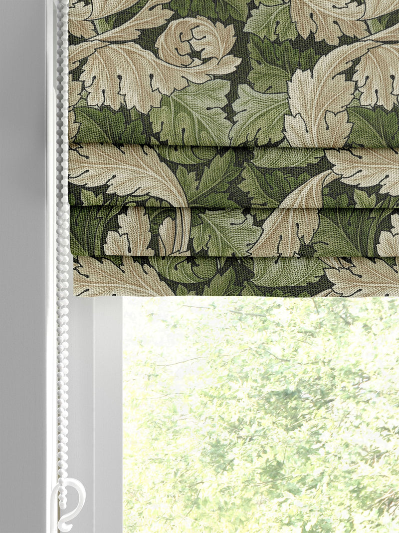 William Morris Green Acanthus made to measure Roman blinds, UK version