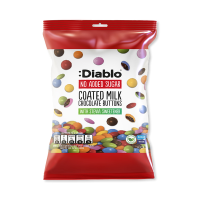 Holland & Barrett Diablo No Added Sugar Coated Milk Chocolate Buttons 40g- Buy online at McGrocer