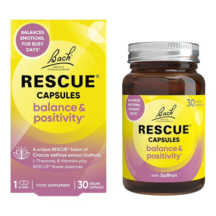 Bach RESCUE Balance & Positivity 30 Vegan Capsules Sleep & Relaxation Tablets Holland&Barrett   