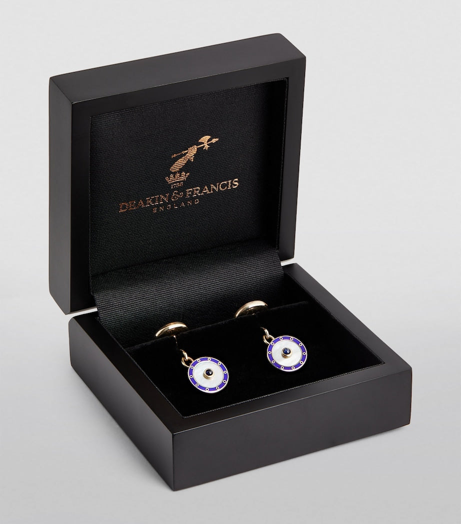 Deakin & Francis yellow gold sapphire chain-link cufflinks, UK version