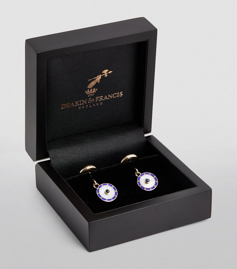 Deakin & Francis yellow gold sapphire chain-link cufflinks, UK version
